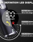 FADEKING® Professional Hair Clippers for Men - Cordless Hair Clippers, LCD Display Barber Clippers for Hair Cutting & Mens Grooming with Travel Case(Silver+Black)