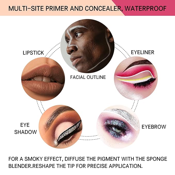 2 Pack Matte Eyeshadow Primer for Oily Lids White Eyeshadow No Crease Eye Primer Makeup Eyeshadow Base Waterproof & Smudge-proof & Long Lasting Cream Liquid Eye-shadow for All Shadows (Set A)