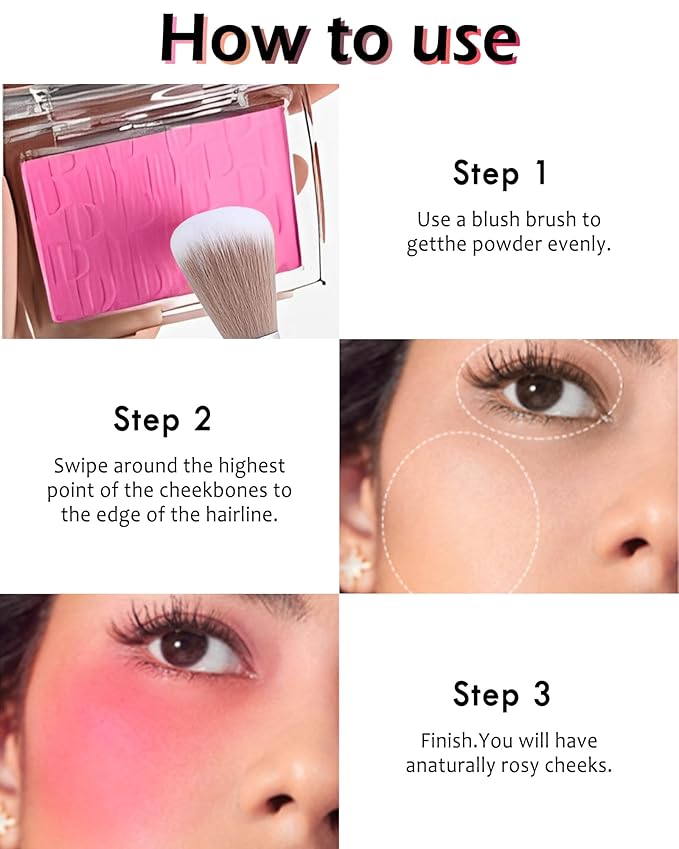Powder Blush Palette, Matte Powder Makeup Blush for Enhancing -#Coral