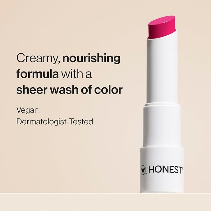 Honest Beauty Moisturizing Vegan Tinted Lip Balm | Antioxidant-rich Acai Extracts + Avocado Oil | Paraben Free + Cruelty Free | Dragon Fruit
