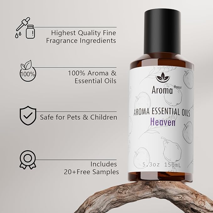 Essential Oil, Heaven Scent - 150ML Luxury Home Aromatherapy Diffuser Oil - Bergamot, Apple, Peach, Musk