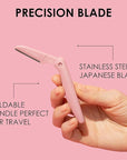 JAPONESQUE Foldable Dermaplaner Facial Razors - 3 Piece Set, Eyebrow And Facial Hair Razor Kit - One Blade Fixed Dermaplane Razor For Women Multicolor