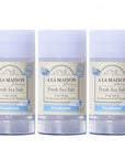 A La Maison Fresh Sea Salt Aluminum Free Deodorant for Women and Men - Natural Deodorant (3 Stick Bulk Pack)
