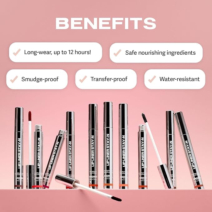 Sacheu Lip Liner Stay-N Peel Off Lip Stain — Long Lasting Matte Lip Tattoo Transfer Proof Lipstain Infused with Hyaluronic Acid & Vitamin E for All Skin Types — Vegan & Cruelty-Free, Coreal