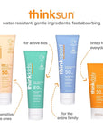 Thinkbaby Baby Sunscreen for Sensitive Skin, 3 Fl Oz, SPF 50 Clear Zinc Oxide Baby Mineral Sunscreen, Broad Spectrum UVA/UVB Protection, Natural, Water Resistant, Reef Safe, Vegan