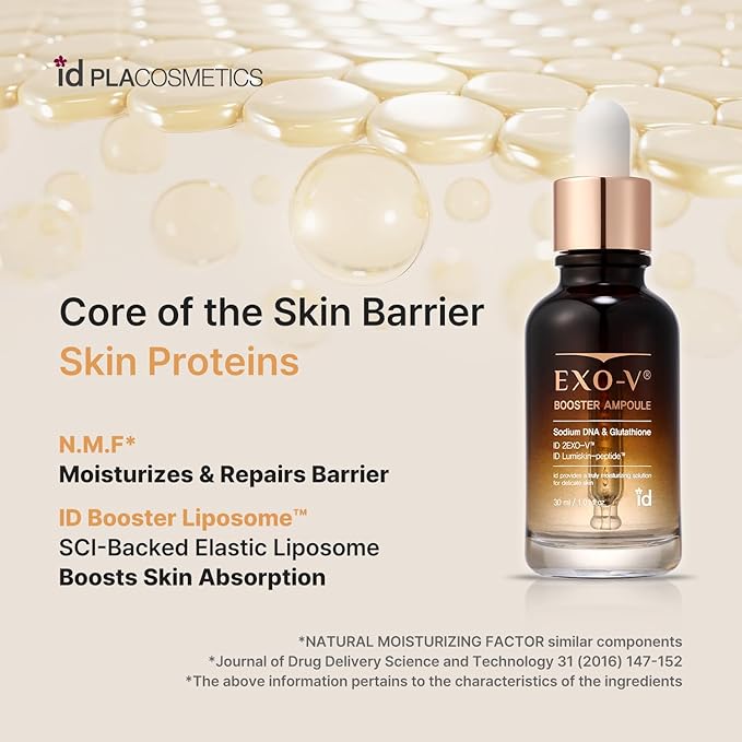 idplacosmetics EXO-V Booster Ampoule 1.01 fl.oz (30ml) – Exosome Serum (720,000 PPM) with PDRN & Glutathione, Korean Skincare Microneedling Serum, for Smoother-Looking Texture & Elasticity Support.