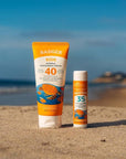 Badger Kids Mineral Sunscreen Combo, SPF 40 Cream + SPF 35 Kids Face Stick, Organic Sunscreens w/Mineral Zinc Oxide, Water Resistant, Reef Safe Broad Spectrum, Tangerine & Vanilla Scent, 2-Count