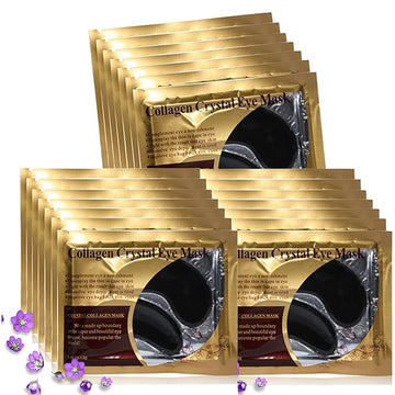 Eye Mask, 30 Pairs Collagen Under Eye Patches, Black Crystal Eye Gel Pads for Reducing Dark Circles, Lighten Wrinkles Anti-Aging Moisturizing, Fine Lines Eye Bags Puffiness Women Men