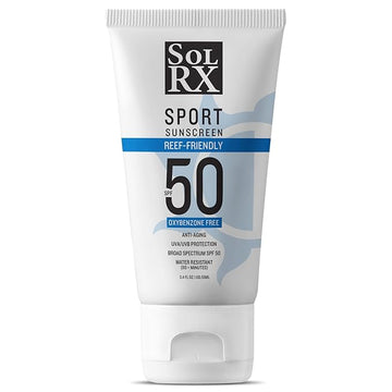 SolRX SPORT SPF 50 Sunscreen, Oxybenzone Free, Broad Spectrum UVA/UVB, Fragrance Free, Reef Friendly