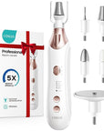 COSLUS Professional Manicure Pedicure Kit, 5-in-1 Electric Nail File for Toenail Hand Feet Care - Wider Grinder for Thick Nails, Cordless, 5 Speed, for Men Women Seniors Home Salon, White, C43(END10)