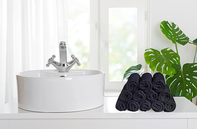 Softolle 100% Cotton Washcloths 24 Pack (12x12 Inches) Soft, Highly Absorbent Washcloth, Face Towels, Wash Cloths for Face, Ring Spun, Bulk Pack (Blue/Grey)