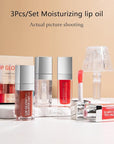 3 Color Tinted Plumping Lip Oil Gloss Set, Ultra Hydrating & Nourishing Lip Care, Smooth Glossy Shiny Transparent Plumping Lip Glow Oil (SET B)