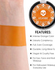 UCANBE Orange Face Body Paint Makeup Foundation, Professional Blendable Cream Greasepaint, Face Painting Kit for Adults Children Halloween Party, SFX Scary Pumpkin Face Makeup, Costume & Cosplay