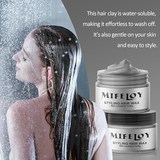 Temporary Silver Gray Hair Spray Color Wax 4.23 oz, Instant Natural Hairstyle Cream Dye, Disposable Coloring Mud for Men Women Youth, Grey Styling Pomades, Party Cosplay DIY Halloween