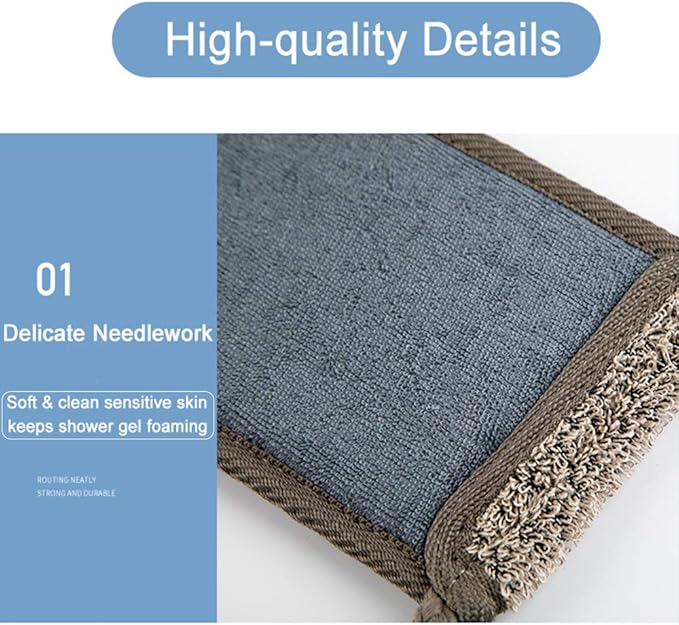 Loofah Back Scrubber for Shower for Men/Women, Natural Soft Flax Back Scrub Washer, Extra Long Back Exfoliator Cleaner for Shower Acne, Dual-Sided Bath Exfoliating Scrubber, Deep Clean&Invigorate Skin