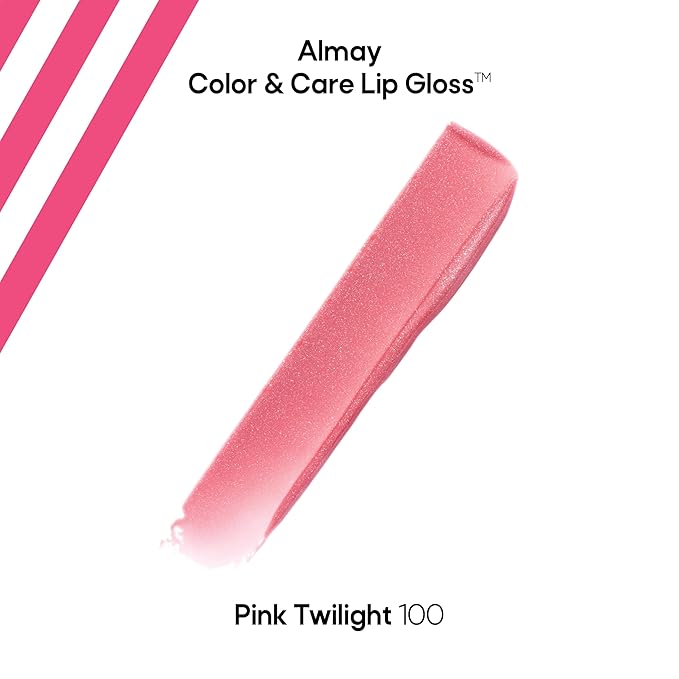 Almay Color & Care Hydrating Lip Gloss, Soft Natural Hues, Prebiotic Complex, Hyaluronic Filling-Sphere Technology, 100 Pink Twilight, 0.1 Fl Oz (Pack of 2)