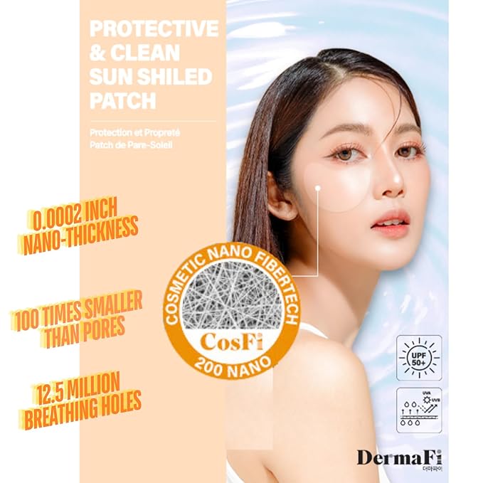 [DermaFi] Protective & Clean Sun UV Shield Patch Breathable and Transparent Patch (0.0002 inches nano-thickness) 1pair* 5pack, Korean Beauty (Adult)