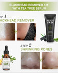 SHVYOG Blackhead Peel Off Face Mask, 3-in-1 Blackhead Remover Mask with Brush & Tea Tree Oil Serum, Charcoal Mask for Deep Cleansing Dirts, Pores, Skin Oil (100g+30ml)