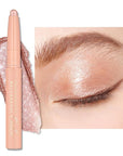 Oulac Nude Eyeshadow Crayon – Twist-Up Waterproof Stick, Soft Shimmer Finish, Vegan & Cruelty-Free, 1.25g, WS02 Pink Rush
