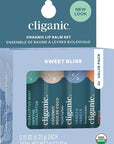 Cliganic Organic Lip Balm Set - 4 Flavors - Natural Hydrating for Cracked & Dry Lips