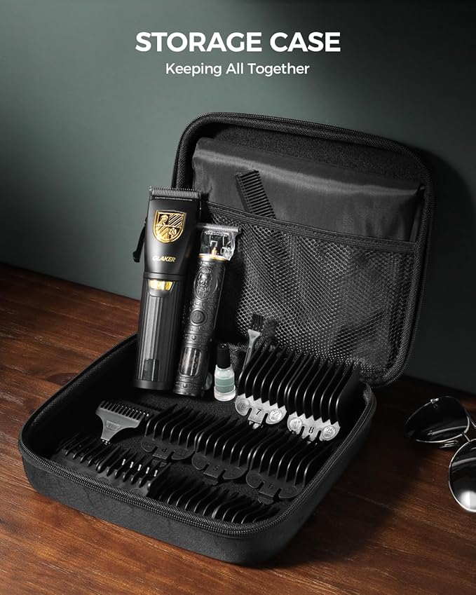 GLAKER Hair Clippers for Men Professional, Cordless Clippers for Hair Cutting, Mens Hair Clippers and Trimmer Kit for Barber with LED Display 15 Guide Combs