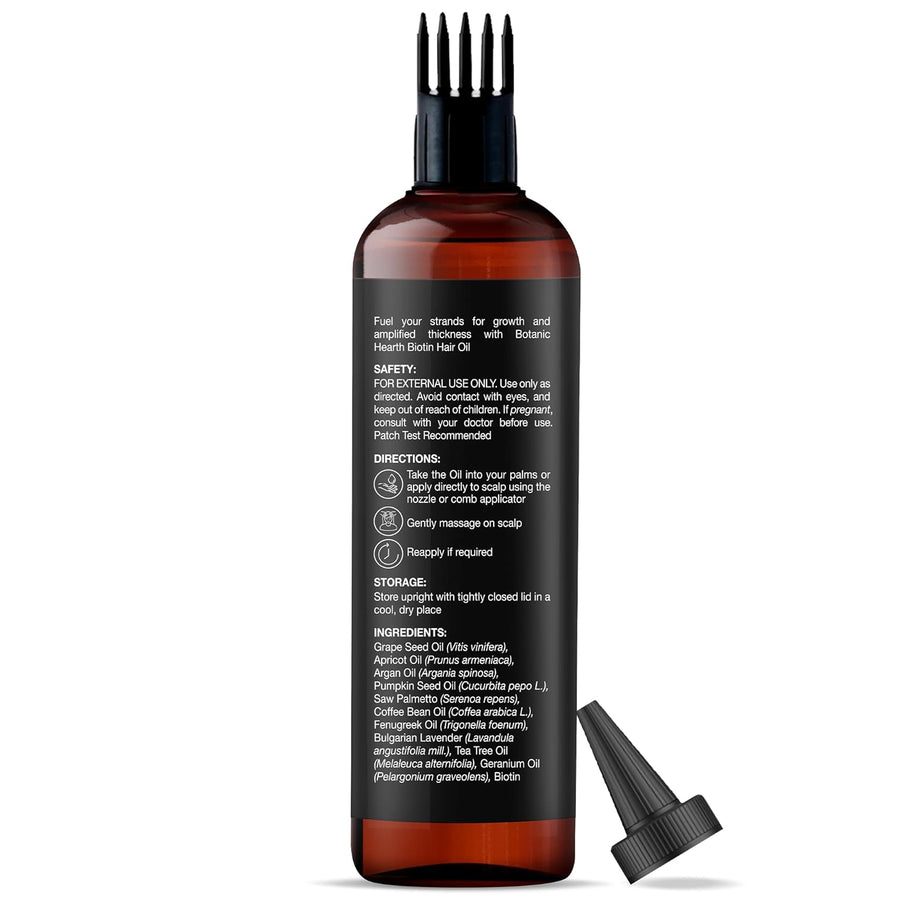 Botanic Hearth Biotin Hair Oil For Hair Growth (6.7 Fl Oz) | Infused With Coffee Bean Oil & Argan Oil | Hair Strenghtening Treatment | Nourishing & Volumizing | Non Gmo Verified