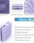 Silicone Body Scrubber Women, Dual-Sided Design Exfoliating Body Brush Buffer Scrubber and Scalp Massager, Shower Scrubber for Body, Silicone Loofah, Ergonomic No-Slip, Easy to Clean(Purple)