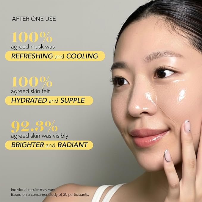 Saturday Skin Yuzu Vitamin C Hydrogel Mask, Cool Soothing Texture, Deep Hydration,Daily & Overnight Mask Suitable for All Skin Types, Korean Skincare, 4EA