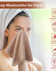 Nugilla Makeup Remover Cloth 12 x 12 Inch, Reusable Makeup Remover Towels for Washing Face, 6 Pack Washable Microfiber Face Cloth Fast Drying Washcloth, Brown