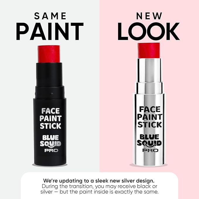Blue Squid PRO Red Face Paint Stick - Waterproof Body Paint for Adults & Kids Eye Black Baseball, Eyeblack Softball - Vegan Hypoallergenic Twist-Up Non-Toxic Makeup Stick for Cosplay, Sports & SFX