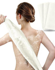 ARCH&M 35-Inch Exfoliating Back Scrubber (3 Pack), Japanese Nylon Beauty Washcloth for Shower, Korean Body Towel for Deep Exfoliation, Removes Dead Skin, Off-White