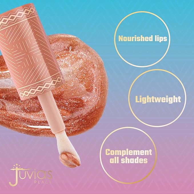 Juvia's Place Nubian Earth Glass Gloss Lip Gloss Oasis - Non-sticky Lip Makeup, Hydrating, Tinted Lip Gloss, Shine & Glow Lip Makeup, Beauty & Personal Care Products for Lips