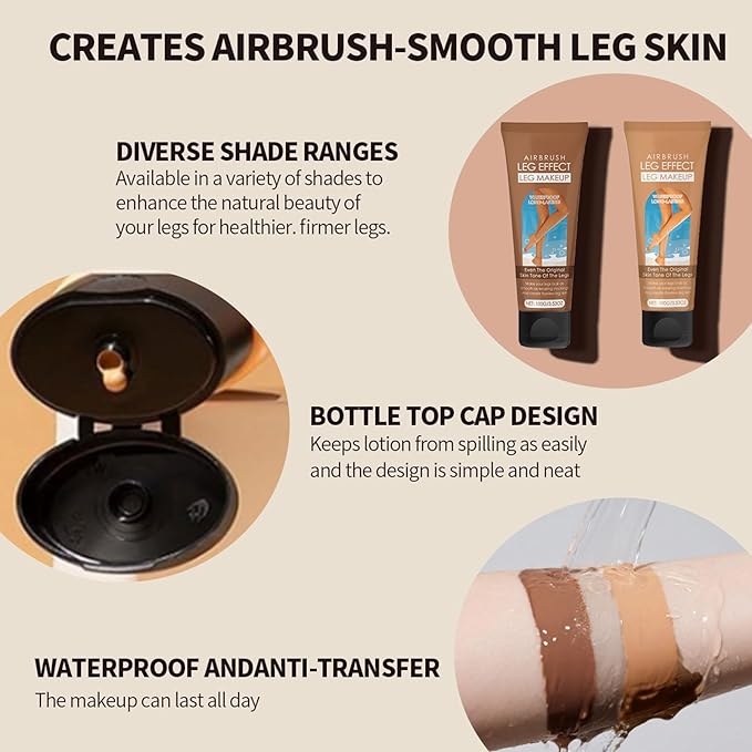 Waterproof Leg Makeup No Transfer - Body Scar & Leg Vein Cover Up for Black Skin, Tattoo Concealer for Varicose Veins (Wheat colored)