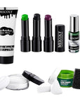 MEICOLY Disgust Specter Makeup Kit,White Face Paint,Green Hair Dye,Setting Powder,Green Tooth Paint,Complete Halloween Zombie Makeup Kit,SFX Character Set for Performance Stage Special Effect Costume