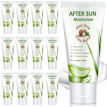 12 Pcs Mini Aloe Vera Lotion Bulk, 1 oz Travel Size Aloe Vera Lotion for Sunburn Relief, Organic Mini After Sun Lotion Daily Moisturizing, Mini Aloe Shea Butter Lotion for Face and Body