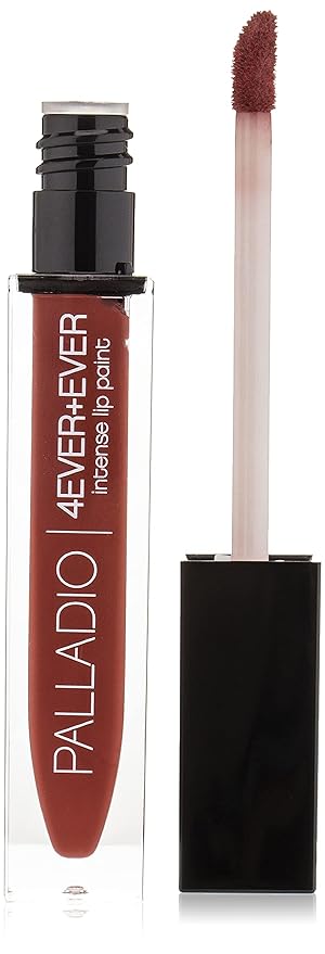 Palladio 4 Ever + Ever Intense Lip Paint, Liquid Lipstick, High Pigmented Lip Gloss, High Shine Vinyl Finish, Rich Color Coverage, Moisturizes Lips, Doe Foot Wand Applicator, Eternal