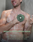 iTokGok® Premium 2-in-1 Silver-Infused Silicone Body Scrubber for Men, Double-Sided Design Body Brush Silicone Body Scrubber Exfoliating Body Brushes for All Skin, Lathers Well - Midnight Green
