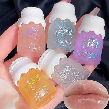 Petansy Mrettick 5 Colors Shimmer Lip Gloss Set Hydrating Lip Glow Oil Cute Hydrating Tinted Lip Transparent Balm Set Moisturizing, Long-Lasting