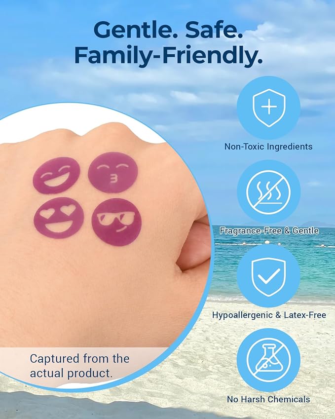 80 Pack UV Detection Stickers for Sunscreen Smile Pattern - Sun Protection Stickers for Kids Adults -Waterproof Sunscreen Dots UV Sunblock Detection Patches SPF Sensing Spots for Reapplying Reminder