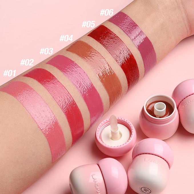LANGMANNI Pudding Glow Lip Balm | Velvet-Smooth Lip Gloss for Nourished, Glowing Lips | Hydrating, Non-Sticky Glossy Tinted Lip Balm Makeup 0.28 Oz (#4, 1)