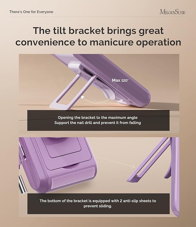 MelodySusie 2 in 1 Professional 35,000 RPM Nail Drill Kit, Coreless Rechargeable SM330G Electric Nail File, Cordless Portable Nail EFile for Acrylic Gel Nail Polish Removal, Lightweight & Quiet Purple