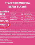 TEAZEN Berry Kombucha Tea, Hydration Drink Mix, Sugar Free, Live Probiotics & Prebiotics, 30 Sticks, 5.29oz
