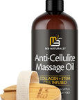 Anti Cellulite Massage Oil and Firm Dry Brush Kit | Collagen & Stem Cell Skin Tightening Kit | Radiant Body Care Kit for Women by M3 Naturals
