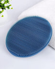Food-Grade Soft Silicone Body Cleansing Brush Shower Scrubber, Gentle Exfoliating and Massage for All Kinds of Skin (Dark Blue)