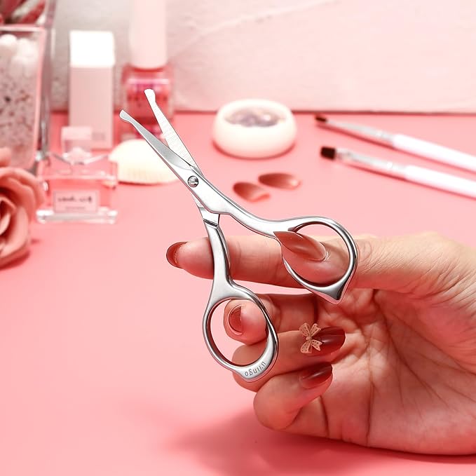 LIVINGO Nose Hair Scissors – Precision Stainless Steel Trimming Scissors with Rounded Tips, Safe and Easy Grooming for Nose, Ear, and Facial Hair