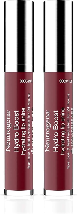 Neutrogena Hydro Boost Moisturizing Lip Gloss, Hydrating Non-Stick and Non-Drying Luminous Tinted Lip Shine with Hyaluronic Acid to Soften and Condition Lips, 70 Velvet Wine, 0.10 oz (Pack of 2)