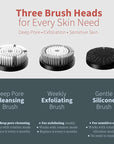Premium Facial Cleansing Brush,Waterproof Face Scrubber,Spin & Sonic Modes with 3 Intensities,Magnetic 3-Head System for Deep Pore Cleaning, Gentle Exfoliation & Sensitive Skin Care - for Women & Men