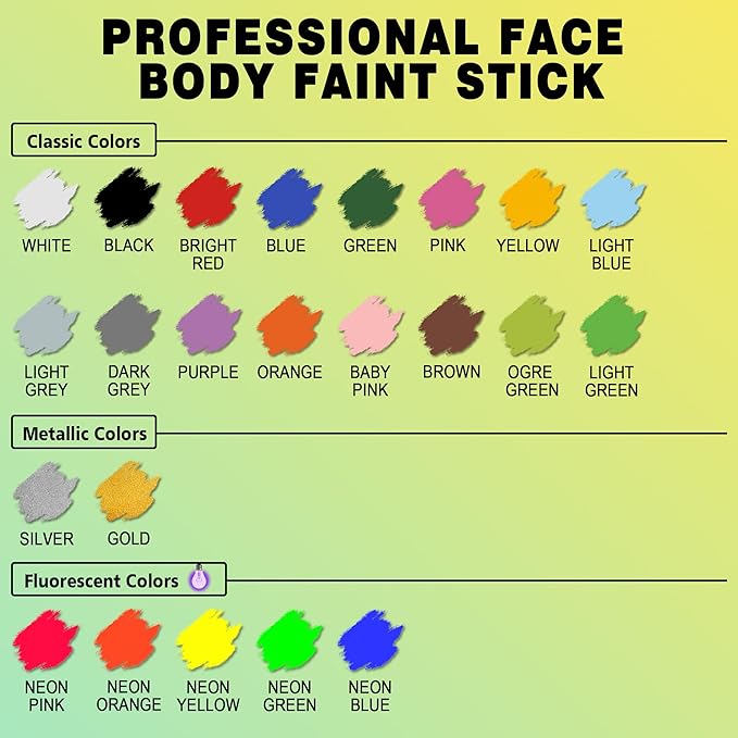 CCbeauty Yellow Face Paint Stick, Face Painting Kit, Full Coverage SFX Makeup Foundation, Professional Non-Toxic Body Paint for Halloween Costume Party, For SpongeBob SquarePants, Minions, Bees Makeup