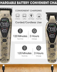 Professional Hair Clipper for Men - Cordless Clippers and Trimmers Set, Heavy-Duty Motor Hair Cutting Kits with LED Display, 7000RPM High-Power Motor, USB Charging, Gifts for Men, Bronze