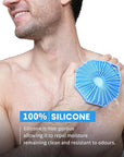 iTokGoK® Silver-Infused 2-in-1 Silicone Body Scrubber, Double-Sided Design Body Brush Body Scrubber Exfoliating Body Brushes for Sensitive Skin for Showering, Silicone Loofah - Sky Blue